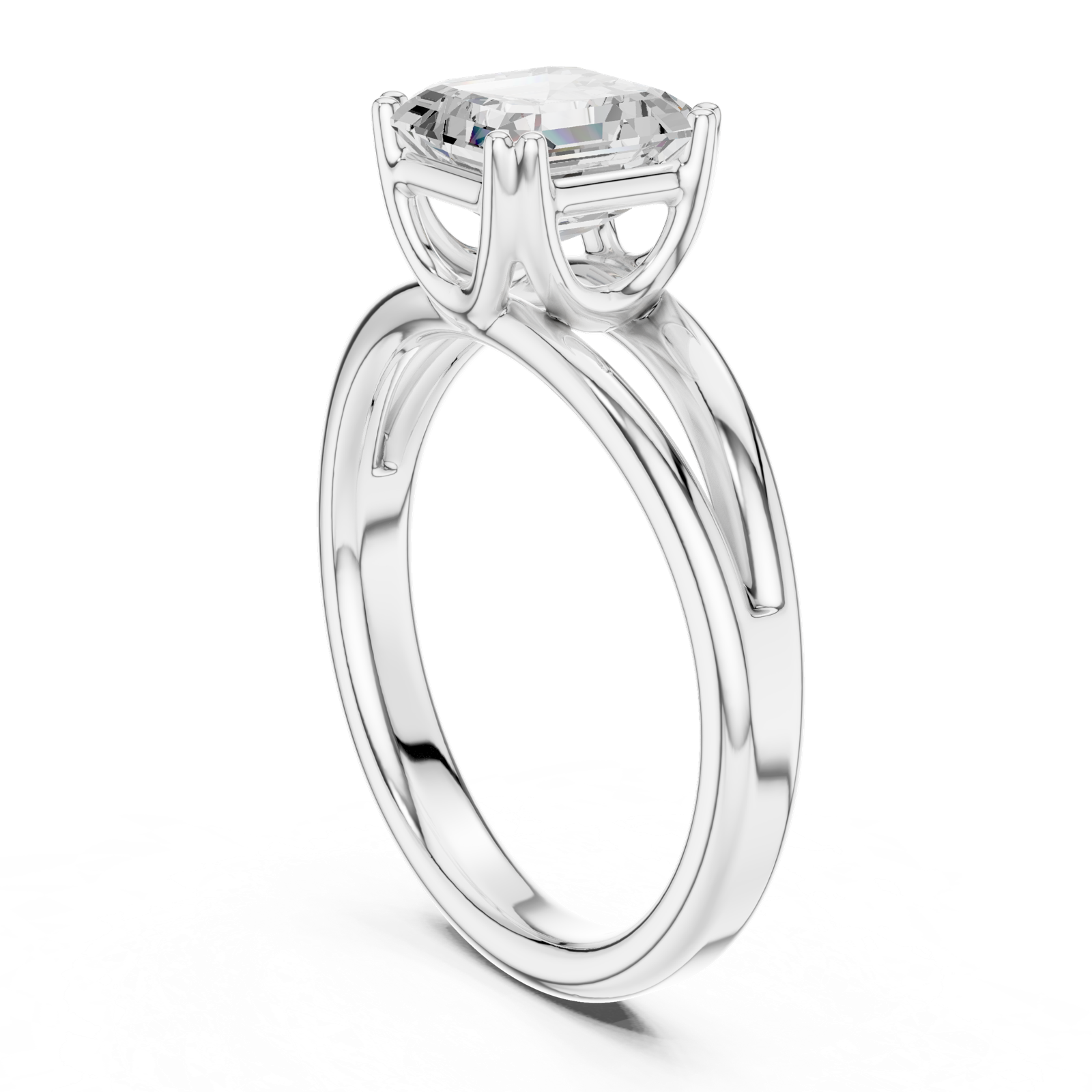 Gold Jewelry L36-7, Asscher center stone, White Gold, view 1