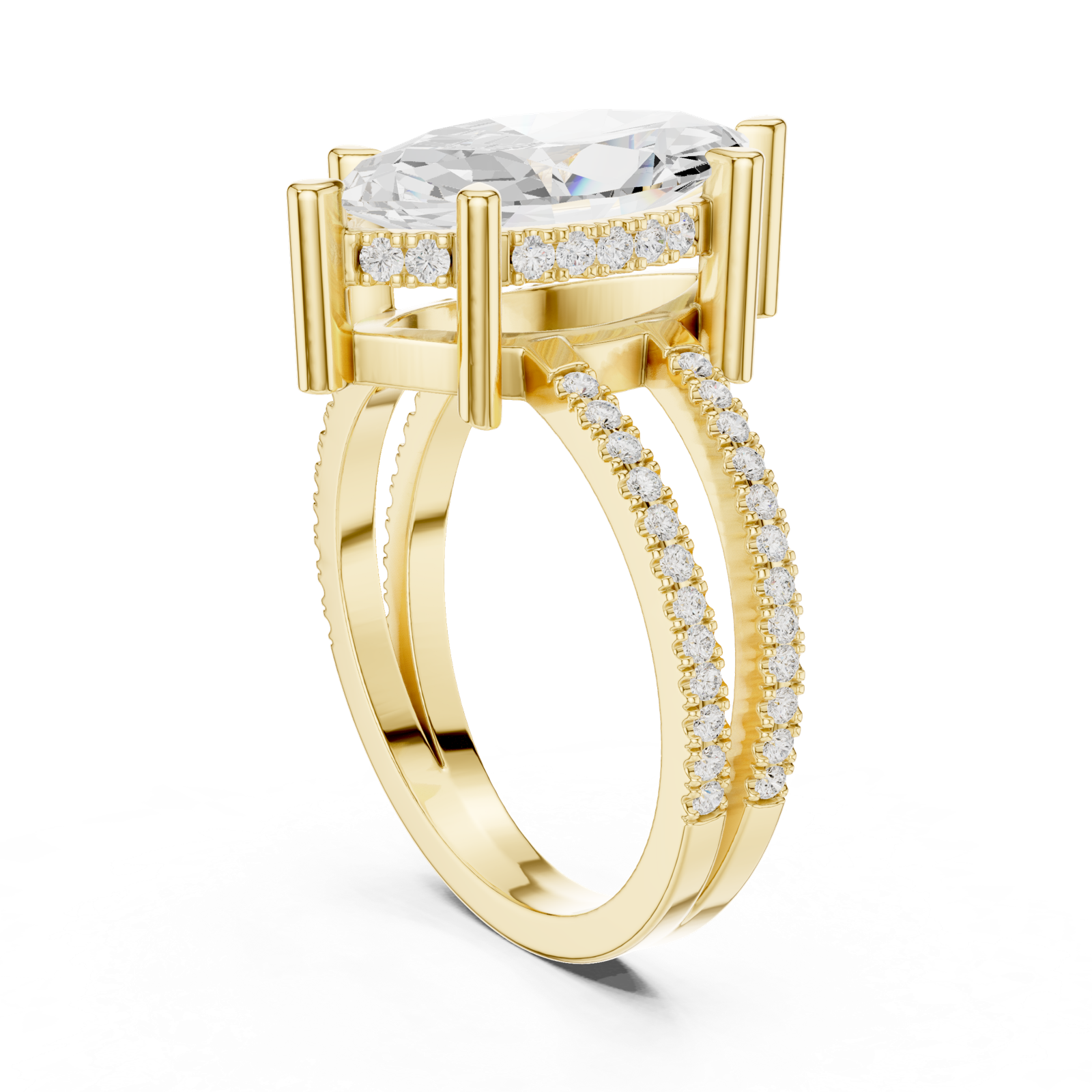 Gold Jewelry L36-13, Marquise center stone, Yellow Gold, view 1