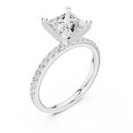 Gold Ring DDLR-040, Princess center stone, White Gold, view 2