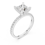 Gold Ring DDLR-040, Princess center stone, White Gold, view 2