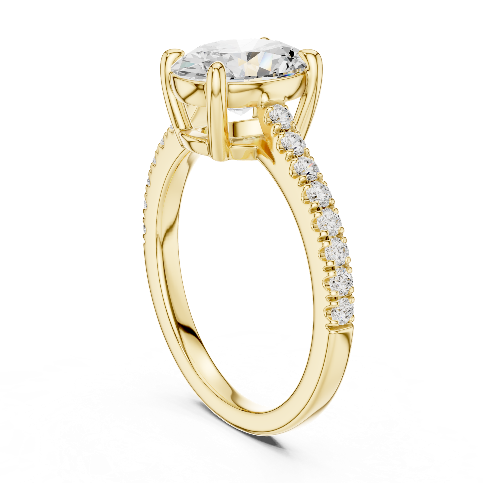 Gold Ring DDLR-039, Oval center stone, Yellow Gold, view 1
