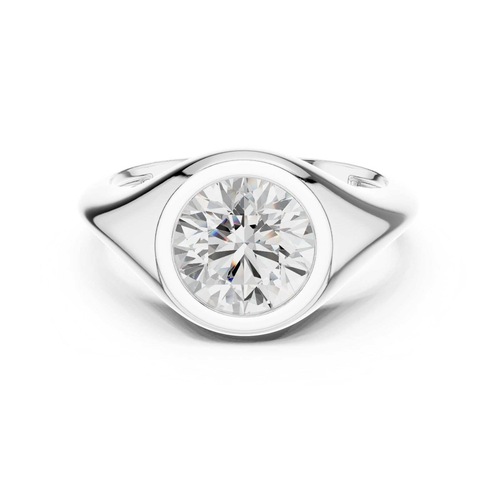 Gold Jewelry L36-4, Round center stone, White Gold, view 4