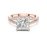 Gold Ring DDLR-252, Princess center stone, Rose Gold, view 4