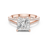 Gold Ring DDLR-252, Princess center stone, Rose Gold, view 4