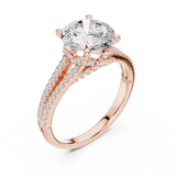 Gold Ring DDLR-252, Round center stone, Rose Gold, view 2
