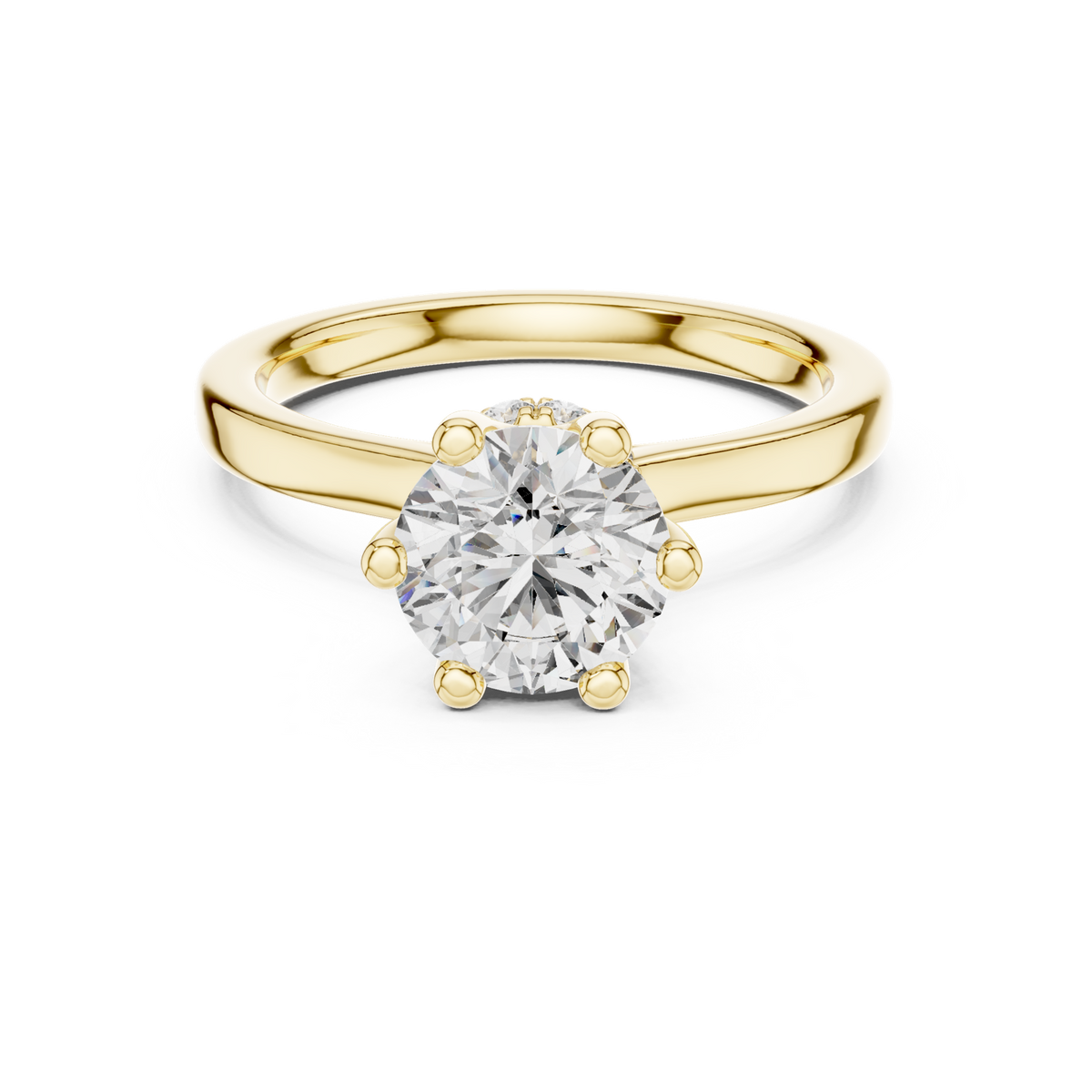 14K Solid Gold Lab Diamond Solitaire Ring, Yellow Gold