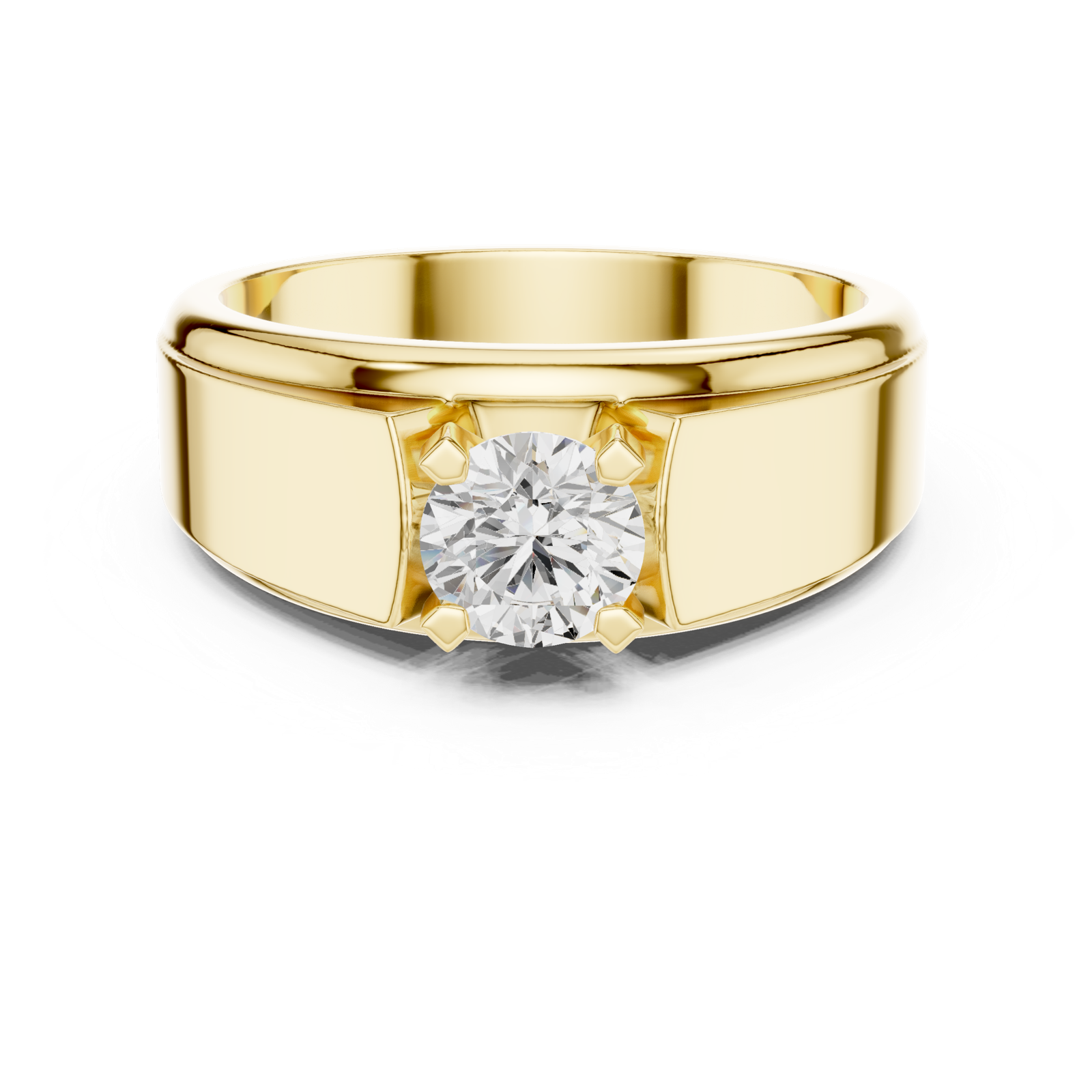 14K Solid Gold Lab Diamond Solitaire Ring, Yellow Gold, view 4
