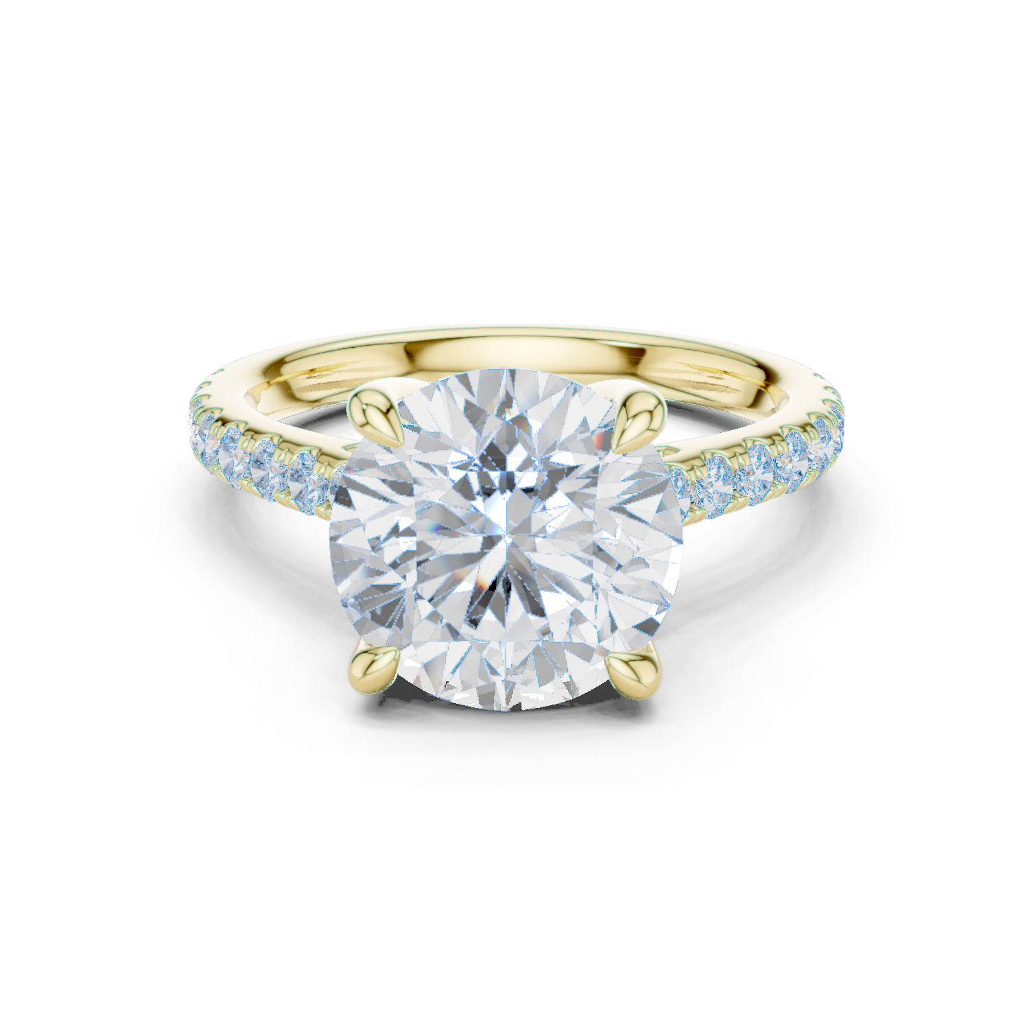 Gold Ring DDLR-250, Round center stone, Yellow Gold