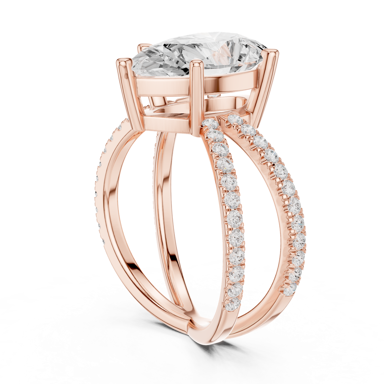 Gold Jewelry L36-25, Pear center stone, Rose Gold, view 1