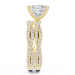 Gold Ring DDLR-300, Princess center stone, Yellow Gold, view 3