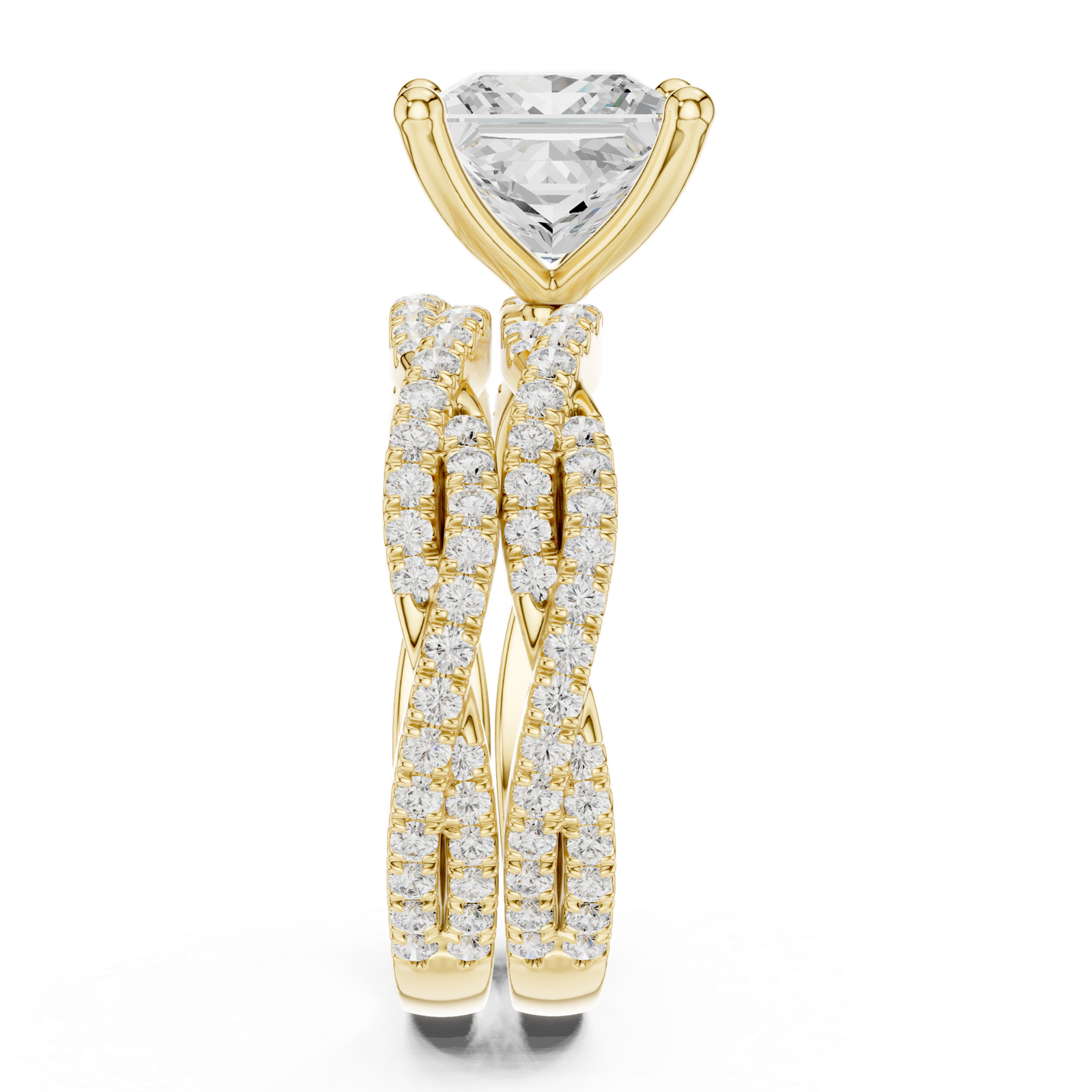 Gold Ring DDLR-300, Princess center stone, Yellow Gold, view 3