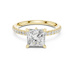 Gold Ring DDLR-256, Princess center stone, Yellow Gold, view 4