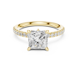 Gold Ring DDLR-256, Princess center stone, Yellow Gold, view 4