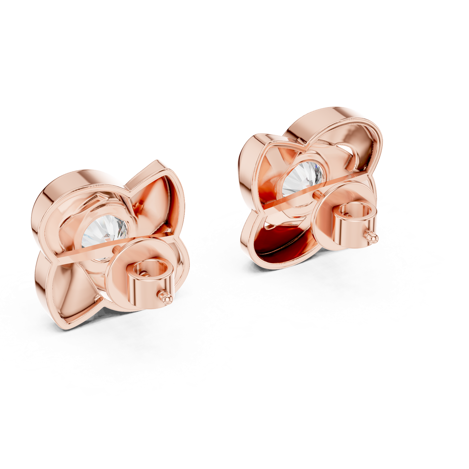 14K Solid Gold Lab Diamond Stud Earrings, Rose Gold, view 3