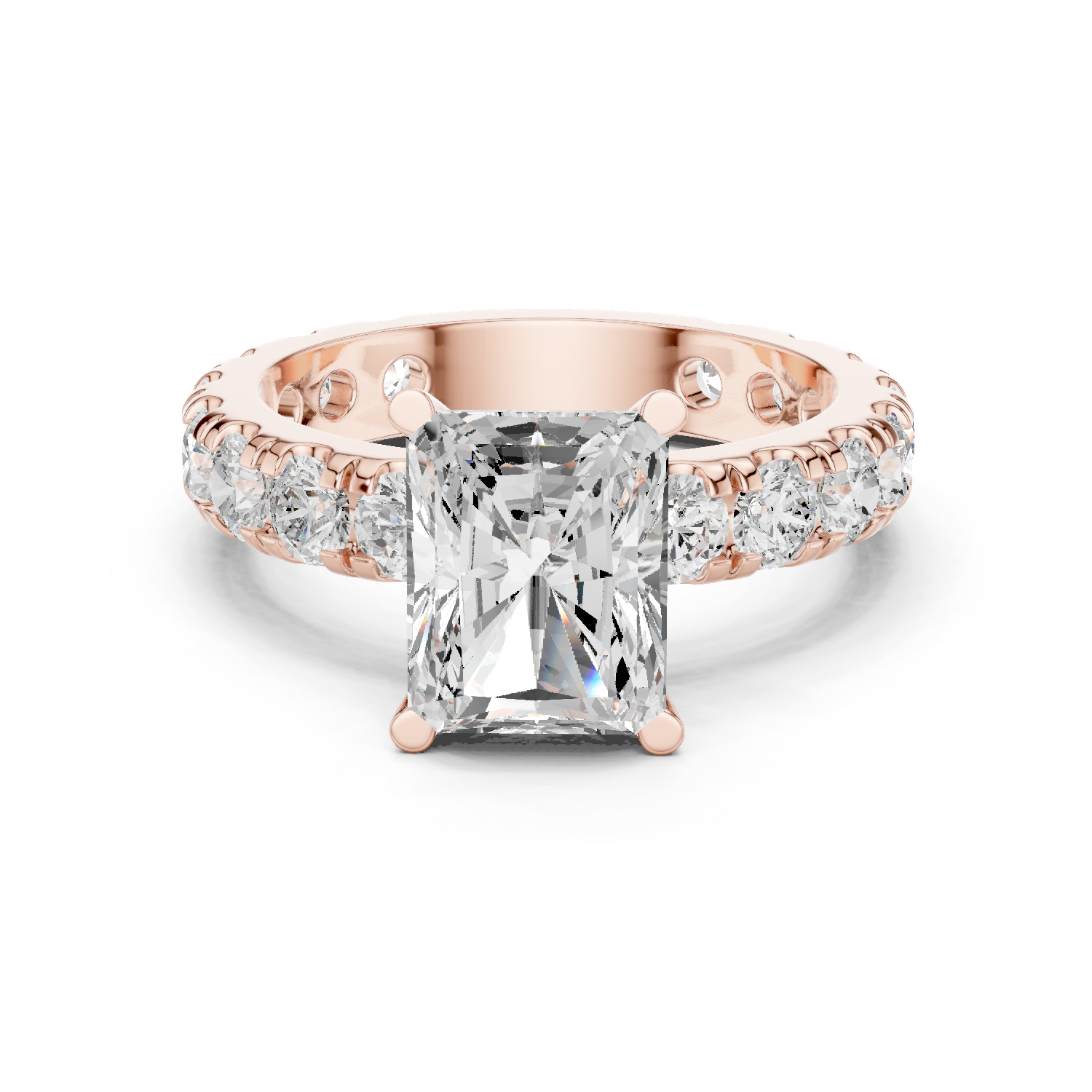 Gold Jewelry L35-63, Radiant center stone, Rose Gold