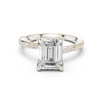 Gold Ring DDLR-167, Emerald center stone, White Gold