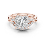Gold Ring DDLR-440, Princess center stone, Rose Gold
