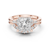 Gold Ring DDLR-440, Princess center stone, Rose Gold