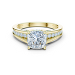 Gold Ring, Cushion center stone, Yellow Gold