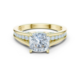 Gold Ring, Cushion center stone, Yellow Gold