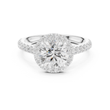 Gold Ring DDLR-118, Round center stone, White Gold, view 4