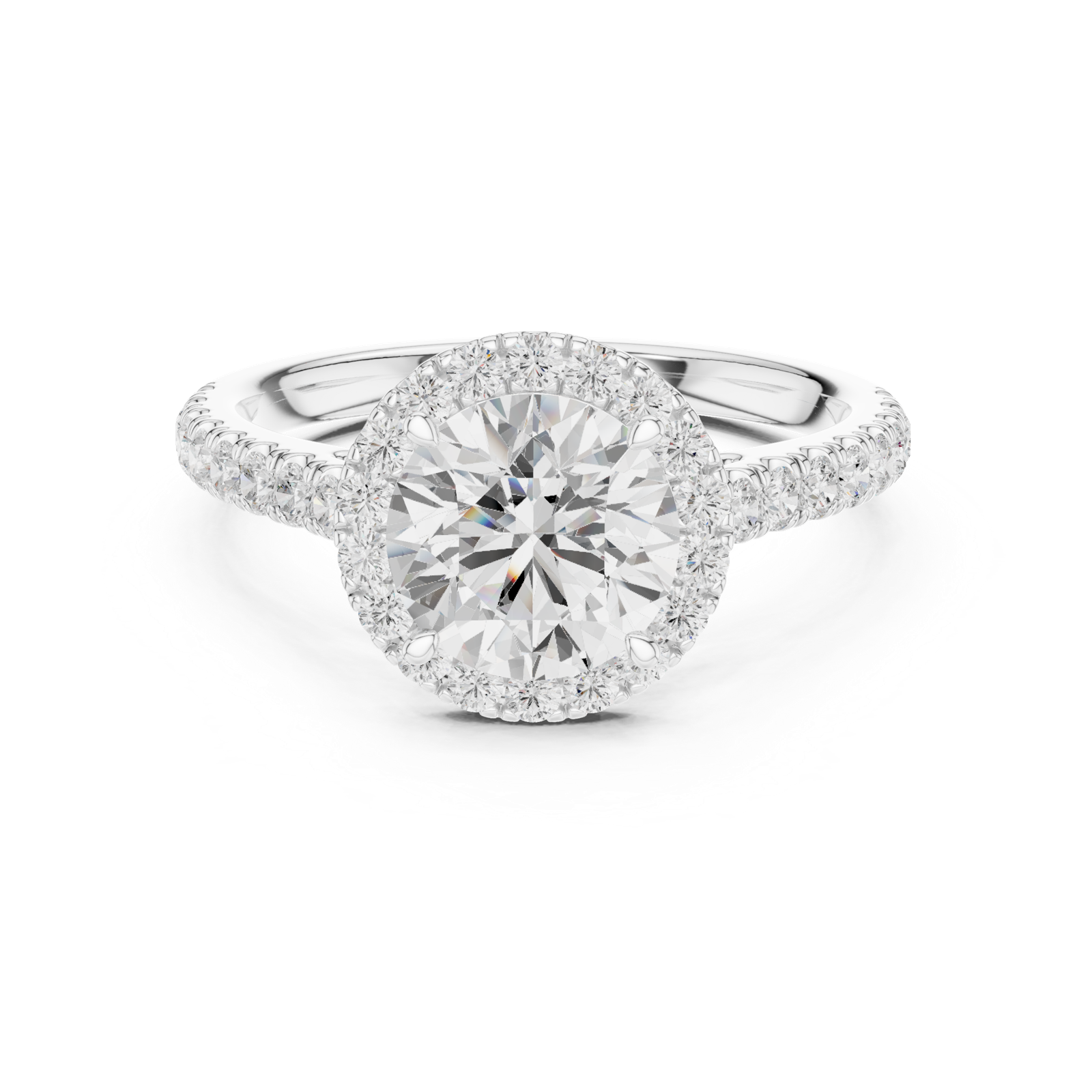 Gold Ring DDLR-118, Round center stone, White Gold, view 4