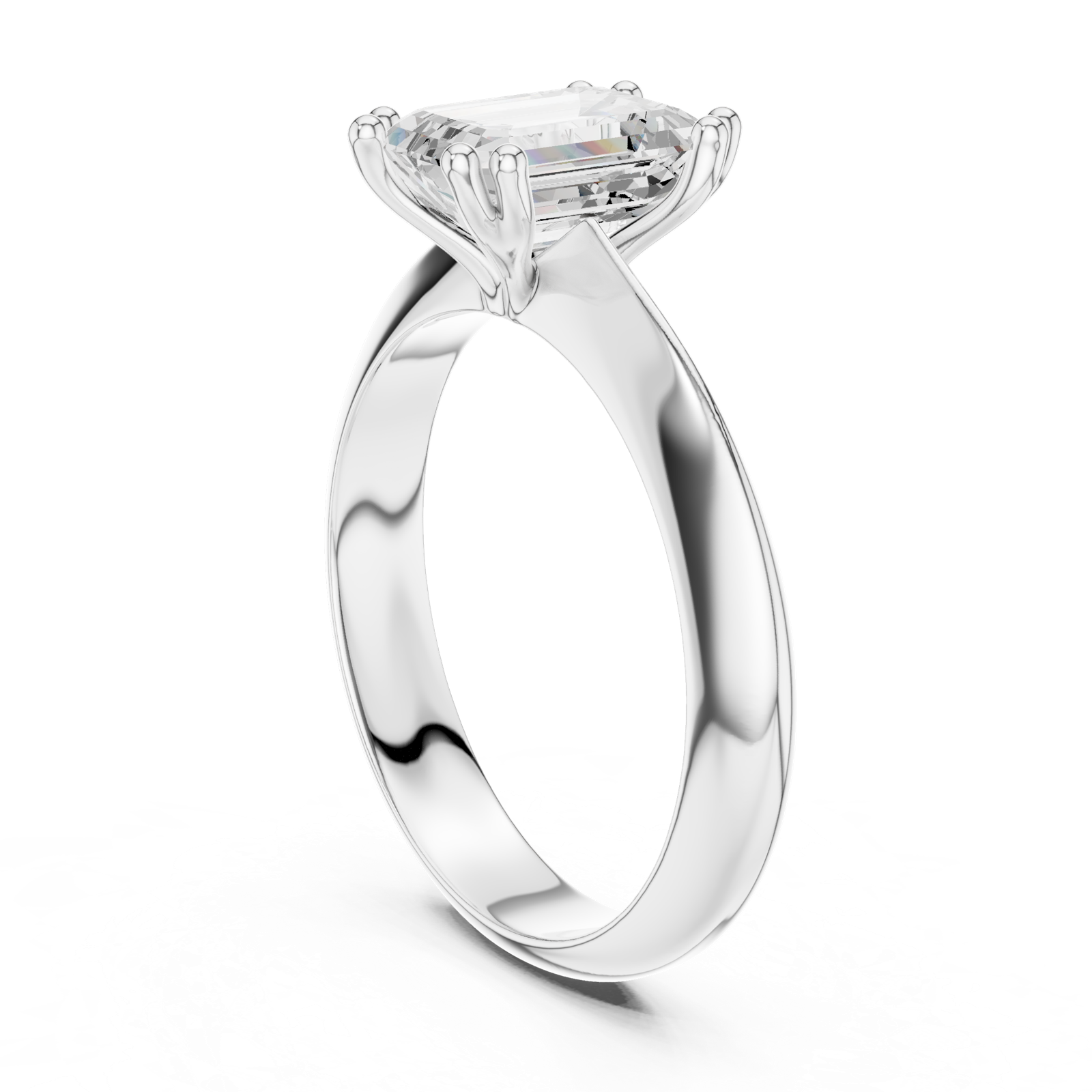 Gold Jewelry L36-8, Emerald center stone, White Gold, view 1