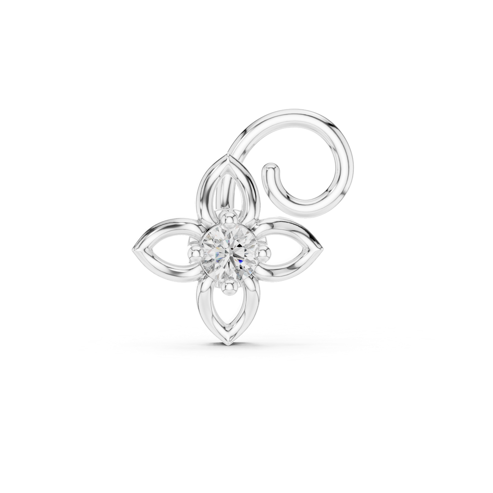 14K Solid Gold Lab Diamond Flower Cluster Earrings, White Gold