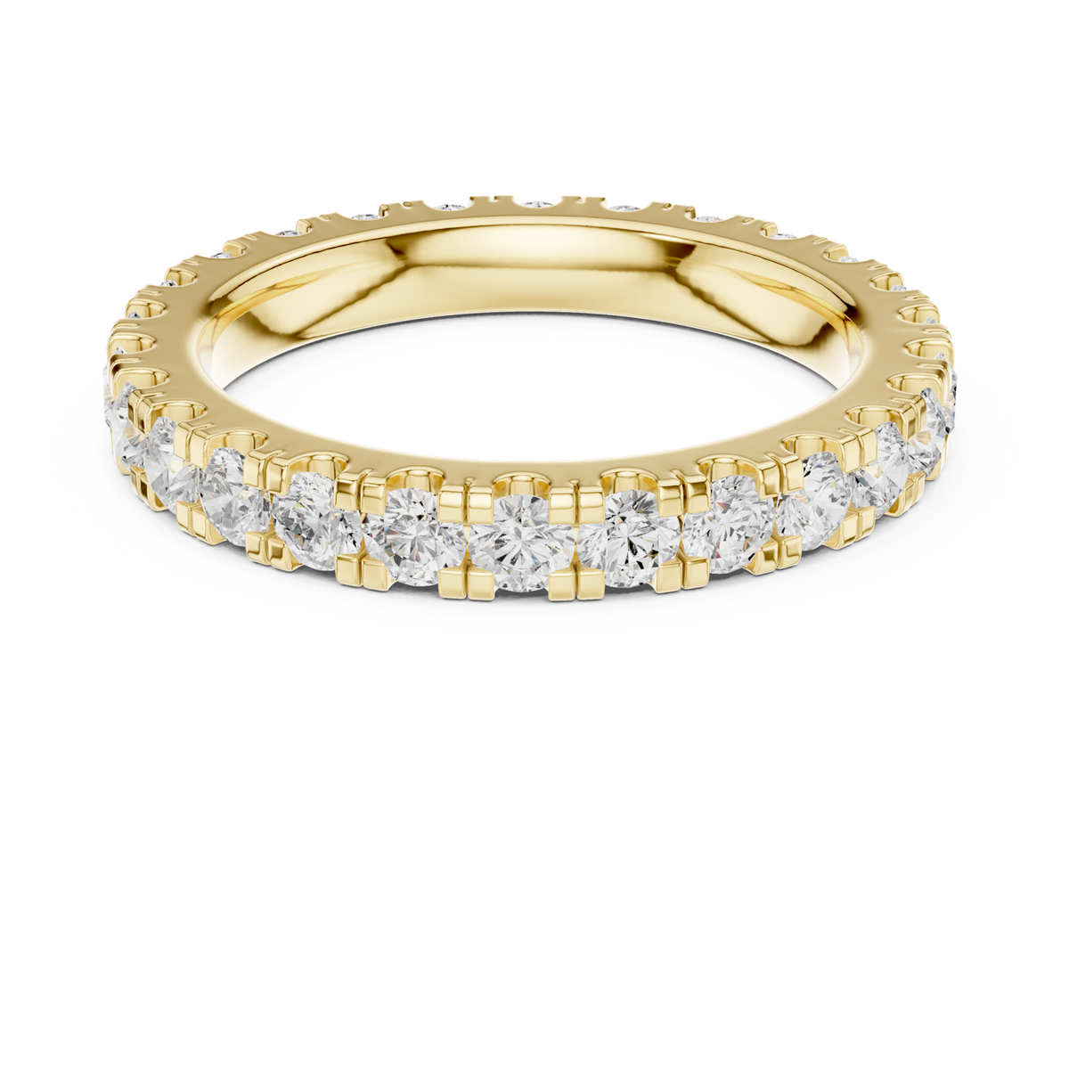 14K Solid Gold Lab Diamond Eternity Ring, Yellow Gold