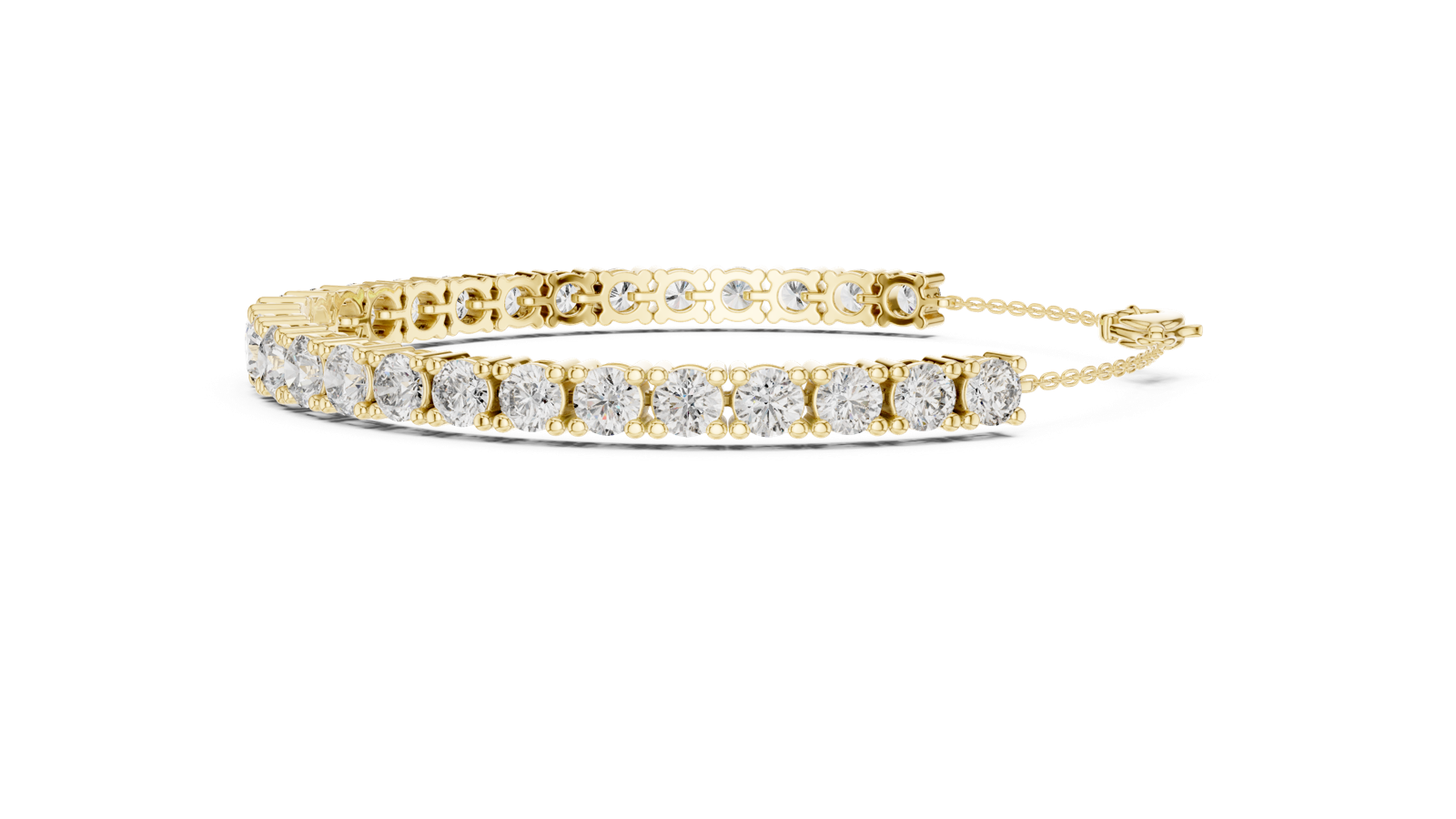 14K Solid Gold Lab Diamond Bracelet, Yellow Gold, view 3