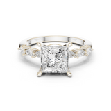 Gold Ring DDLR-168, Princess center stone, White Gold