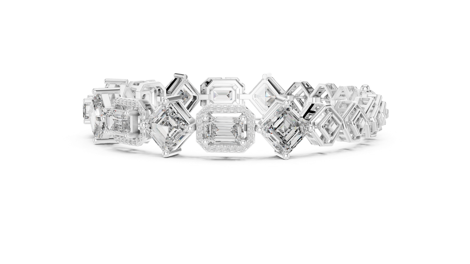 14K Solid Gold Lab Diamond Bracelet, White Gold, view 3