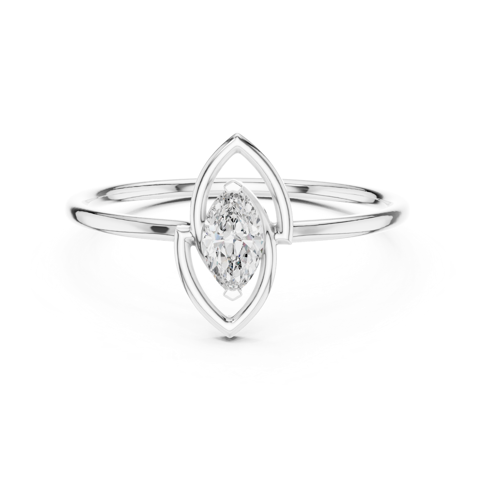 Gold Ring HLR-197, White Gold, view 4