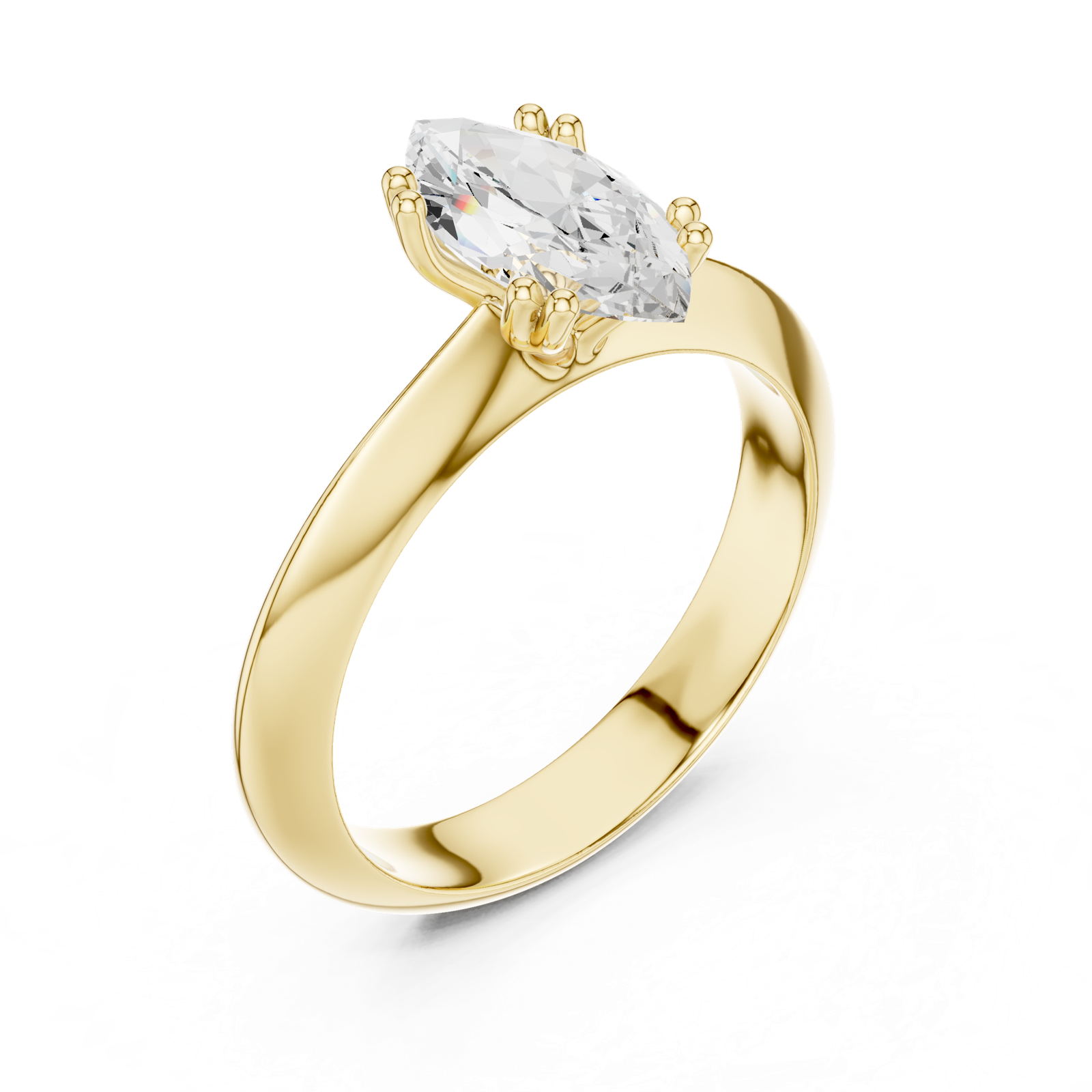 Gold Jewelry L36-8, Marquise center stone, Yellow Gold, view 2