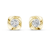 14K Solid Gold Lab Diamond Stud Earrings, Yellow Gold
