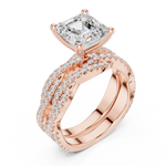 Gold Ring, Asscher center stone, Rose Gold, view 2