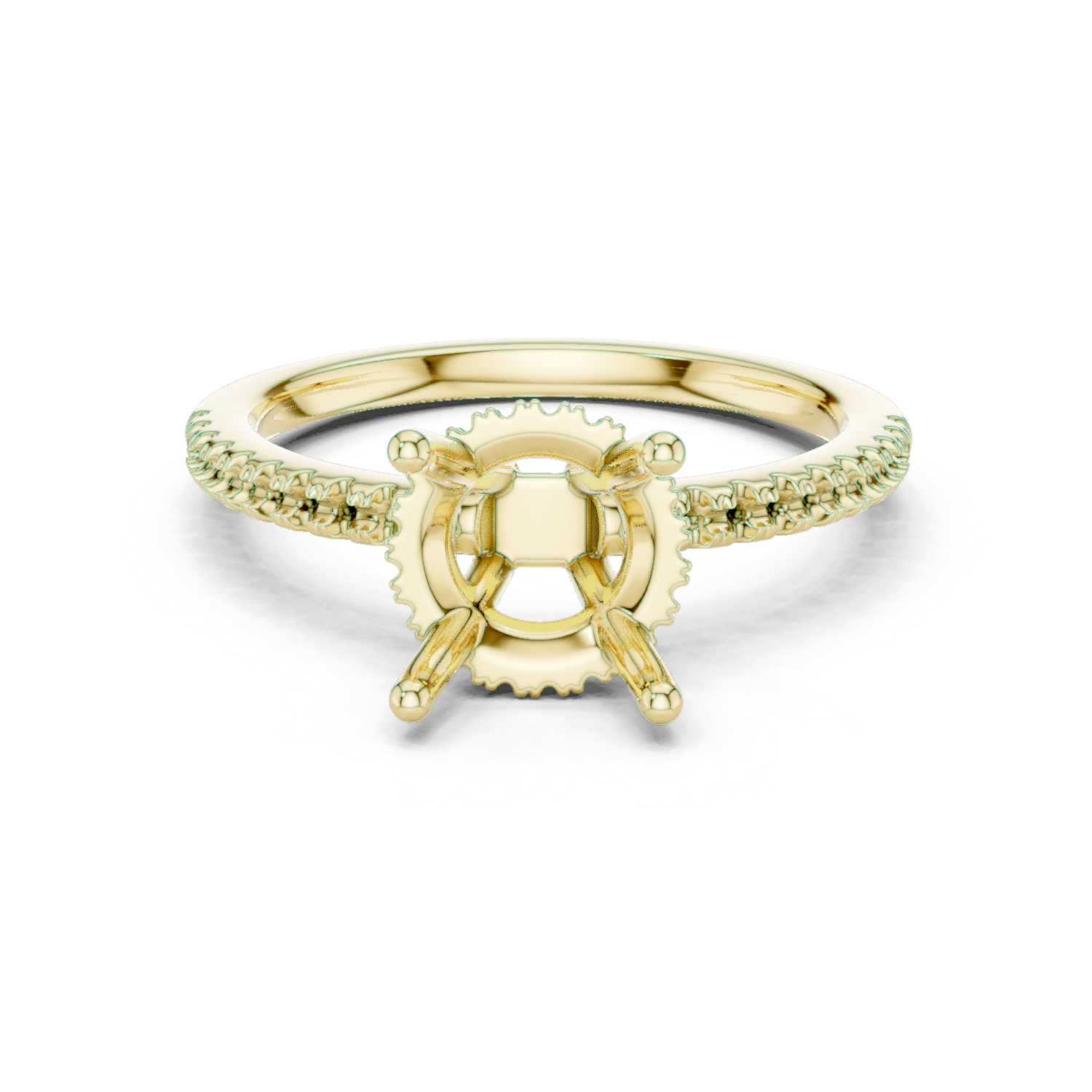 Gold Ring DDLR-177, Round center stone, Yellow Gold