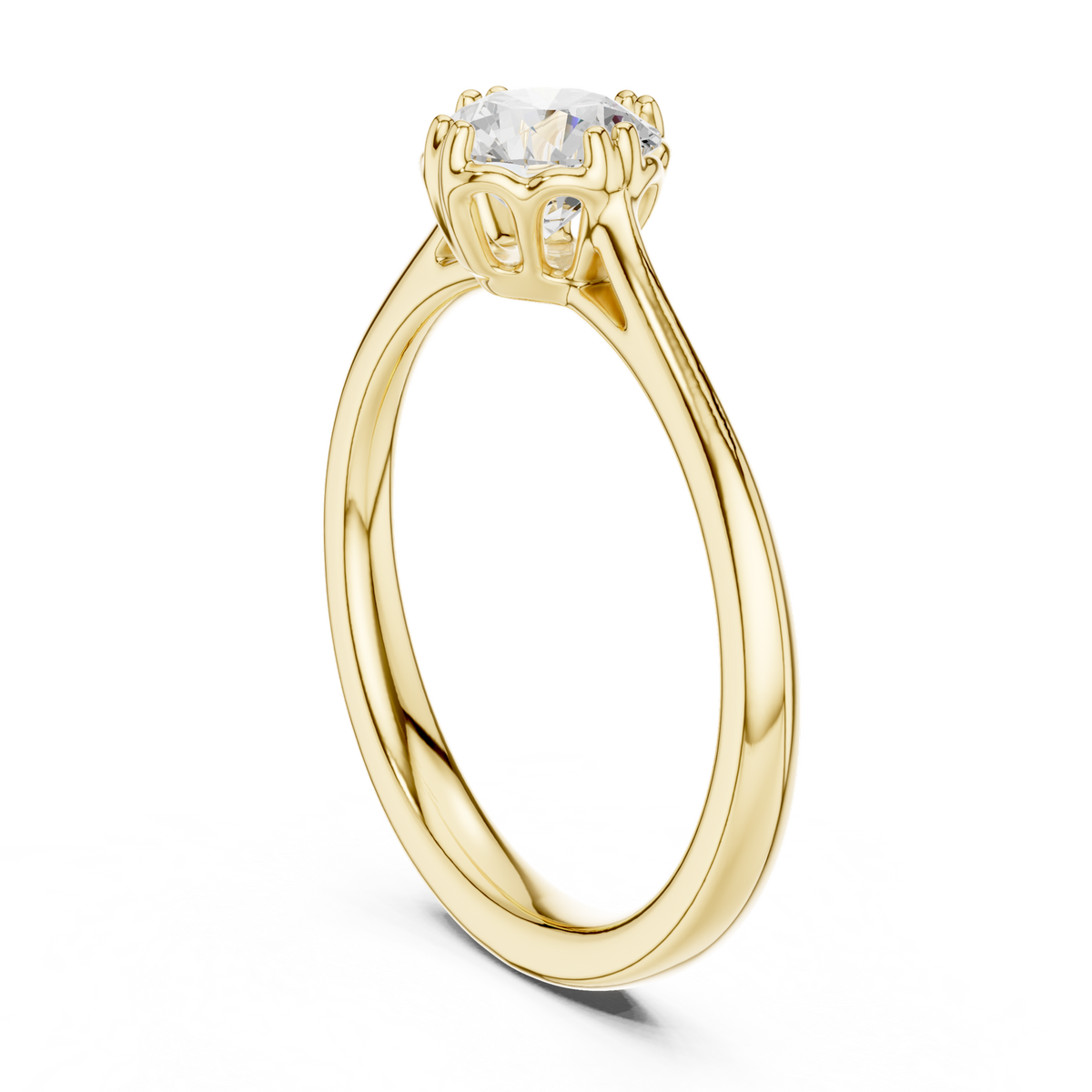 14K Solid Gold Lab Diamond Solitaire Ring, Yellow Gold, view 1