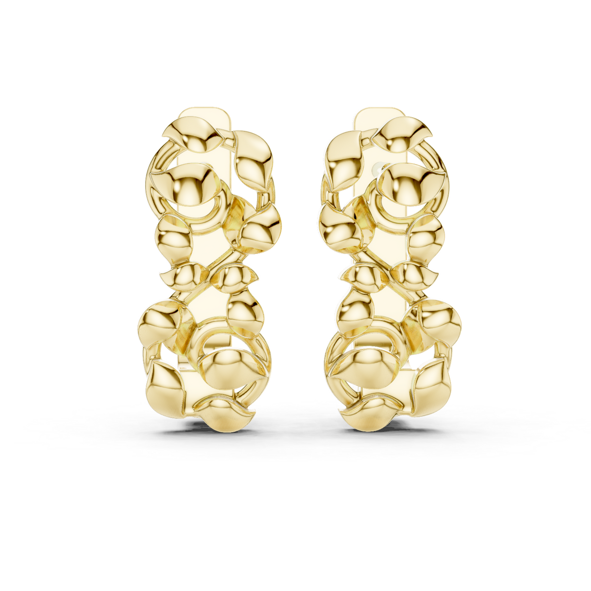 14K Solid Gold Huggie Earrings, Yellow Gold