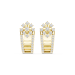 14K Solid Gold Lab Diamond Flower Cluster Earrings, Yellow Gold