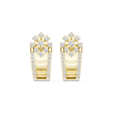 14K Solid Gold Lab Diamond Flower Cluster Earrings, Yellow Gold