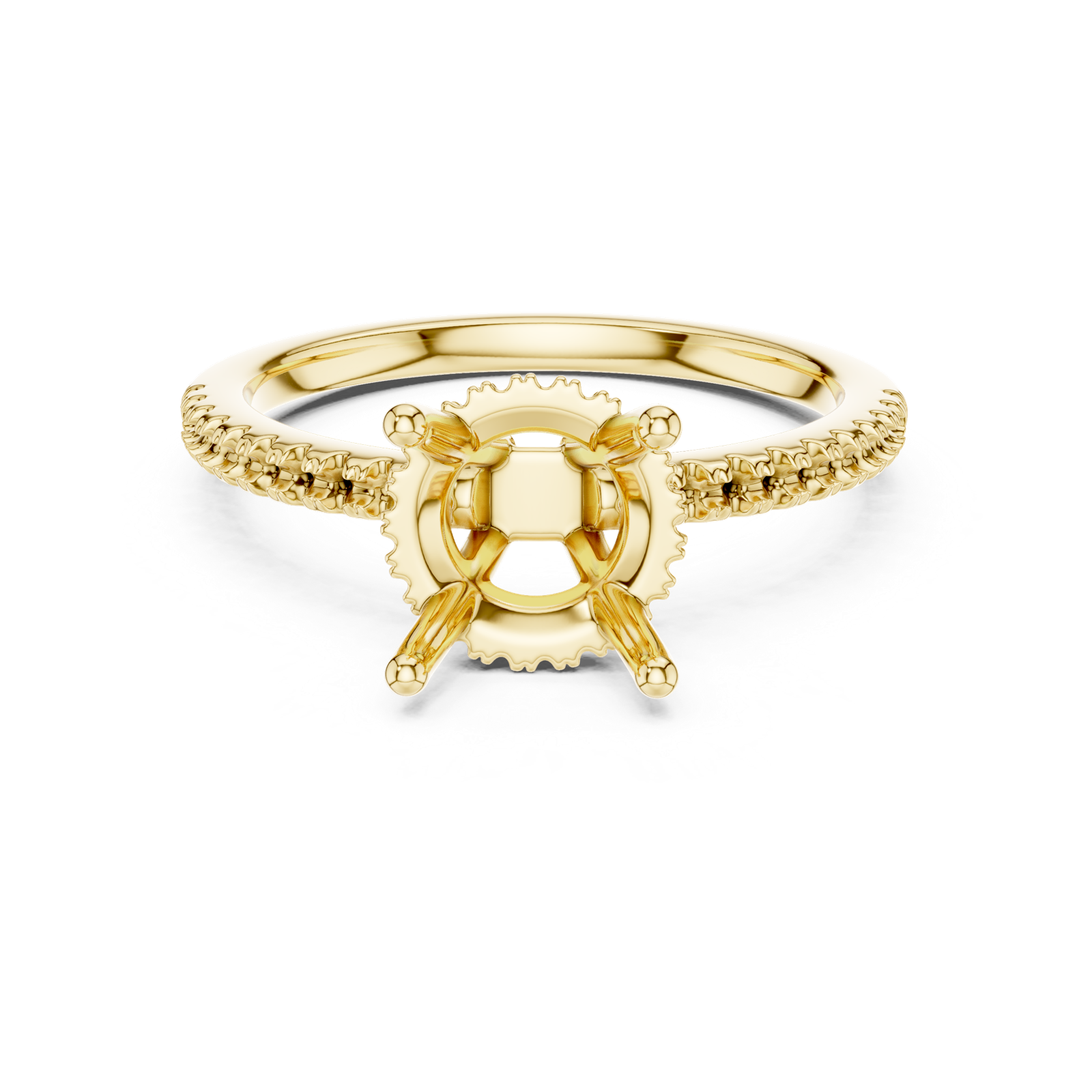 Gold Ring DDLR-177, Round center stone, Yellow Gold, view 4