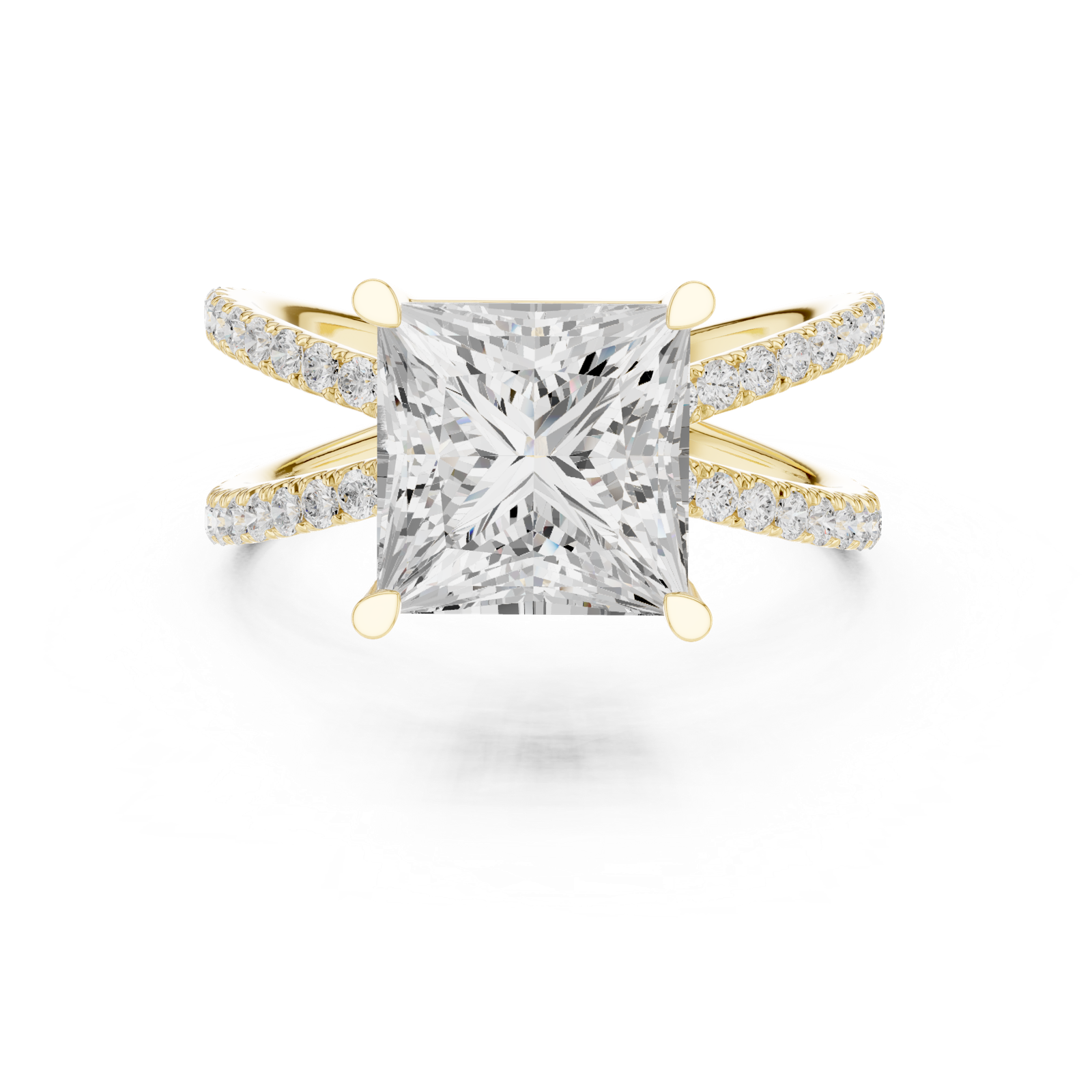 Gold Jewelry L36-25, Princess center stone, Yellow Gold, view 4