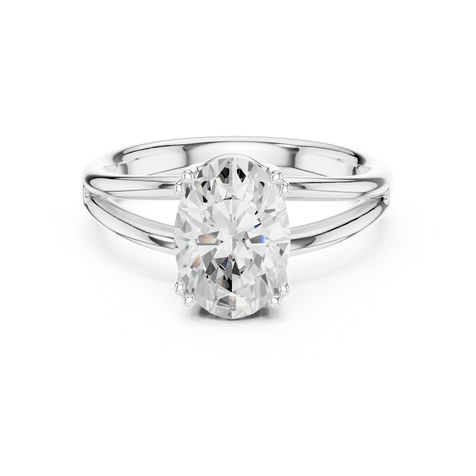 Gold Jewelry L36-7, Oval center stone, White Gold, view 4