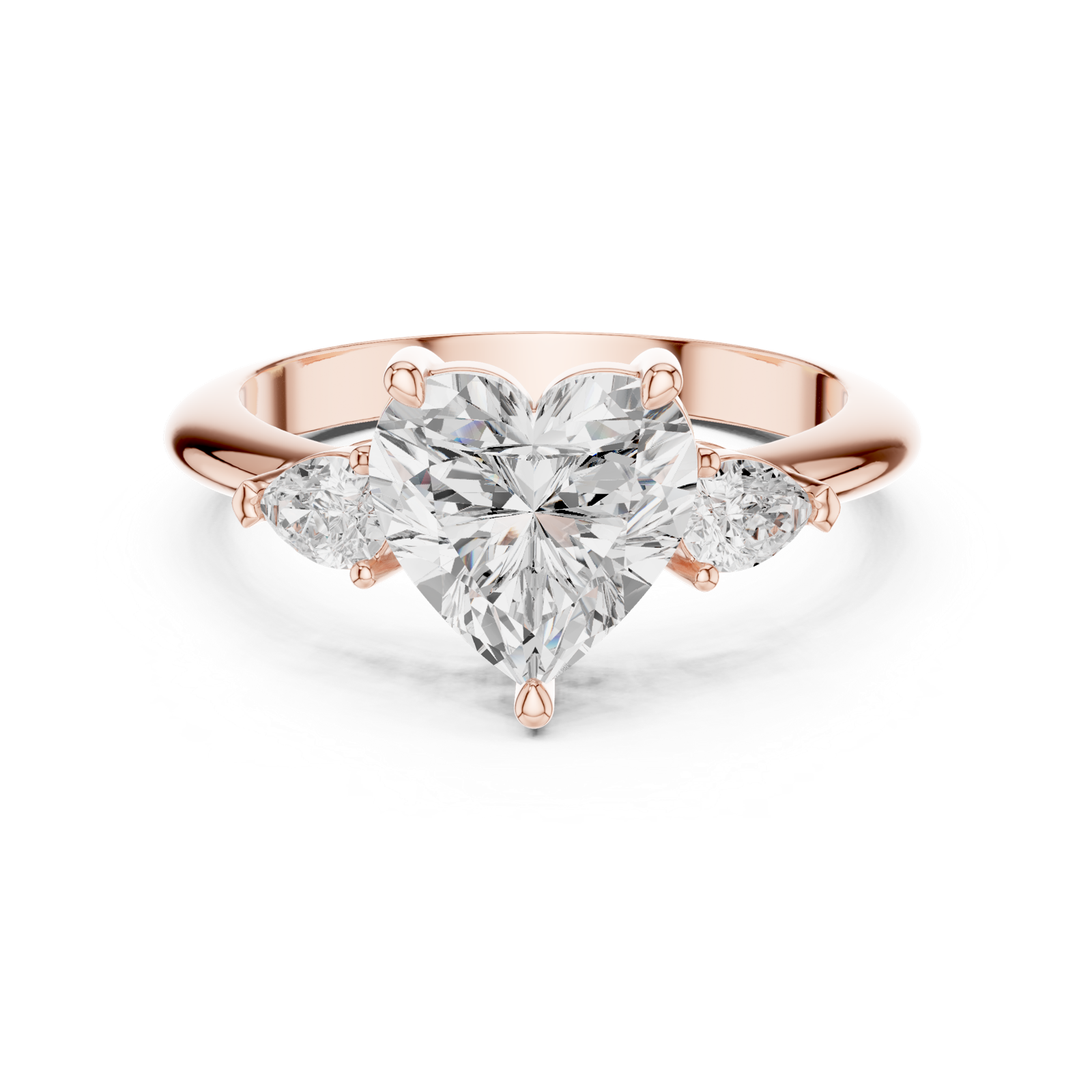 Gold Jewelry L35-66, Heart center stone, Rose Gold, view 4