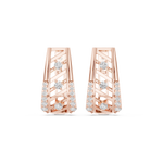 14K Solid Gold Lab Diamond Cluster Earrings, Rose Gold