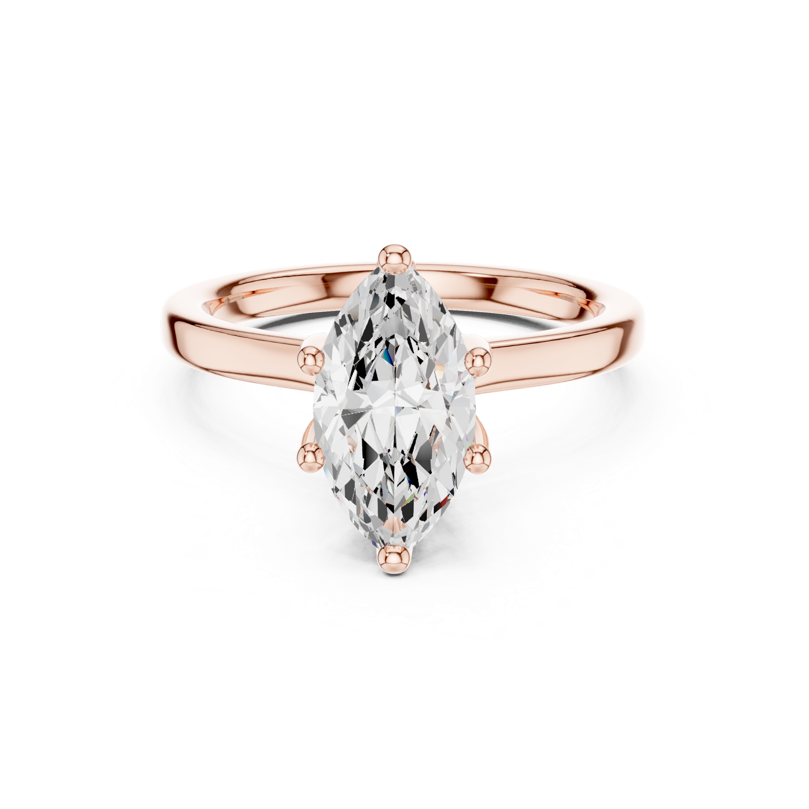 Gold Ring DDLR-176, Marquise center stone, Rose Gold, view 4