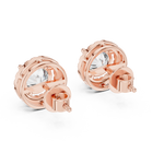 14K Solid Gold Lab Diamond Halo Earrings, Rose Gold, view 3