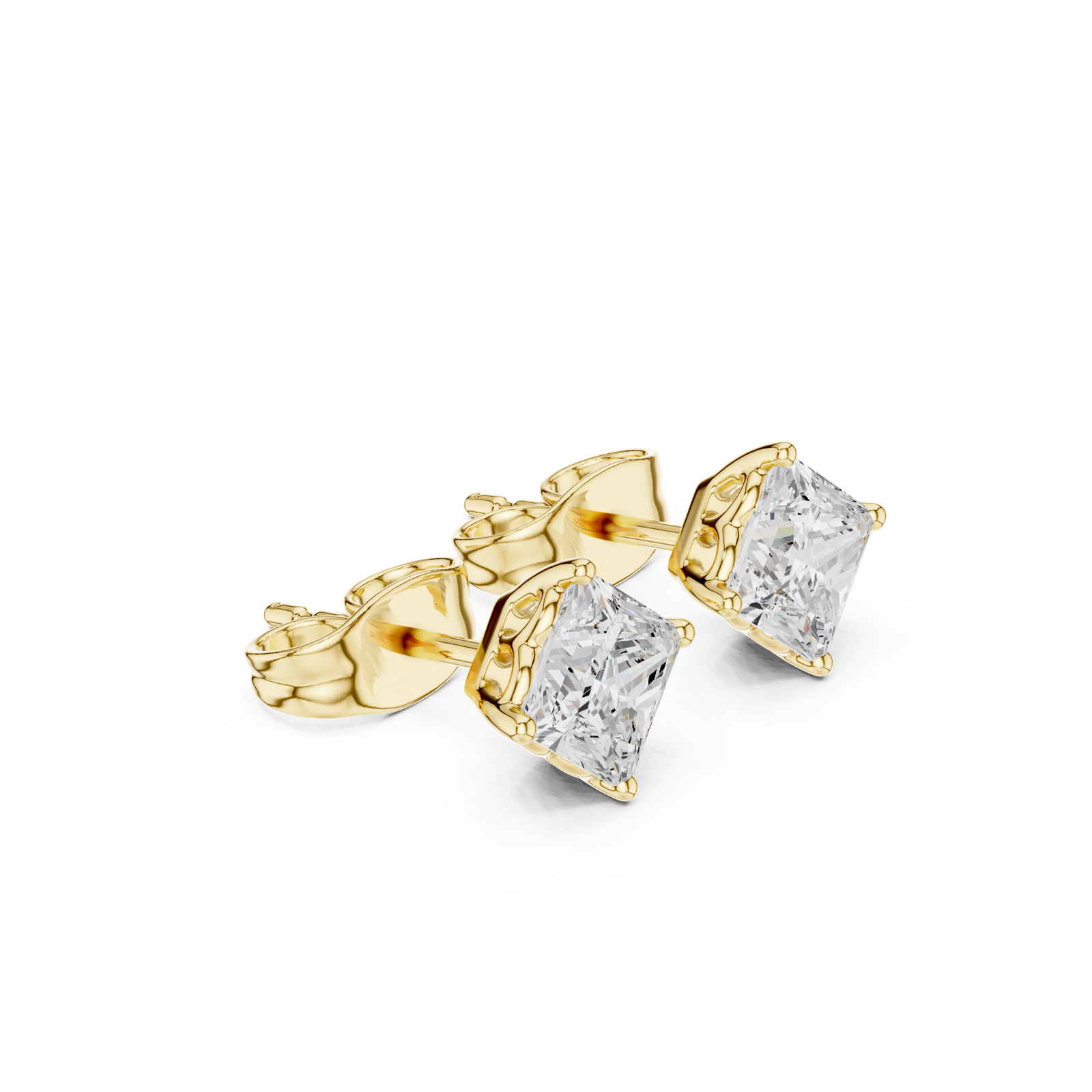 14K Solid Gold Lab Diamond Stud Earrings, Yellow Gold, view 1