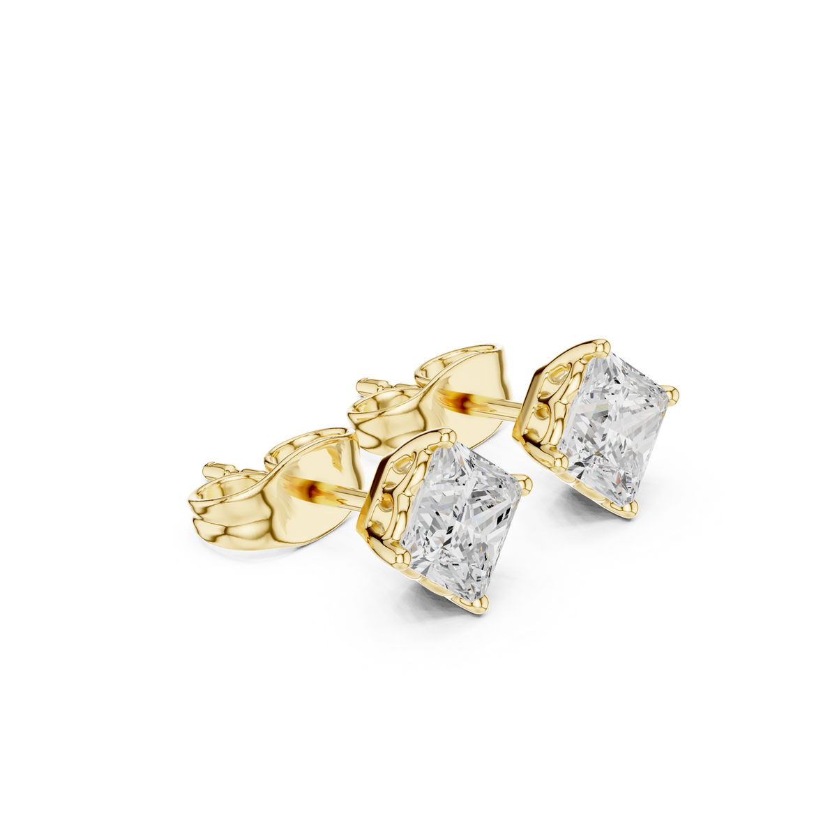 14K Solid Gold Lab Diamond Stud Earrings, Yellow Gold, view 1